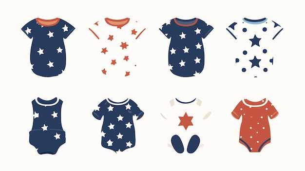 Adorable Baby Clothes with Footprint Design Vector Illustration