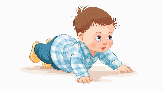 Vector adorable baby crawling on white background