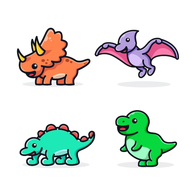 Adorable baby dinosaurs cartoon mascot template