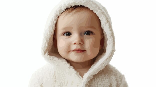 Vector adorable baby face with hooded dress vertical photo