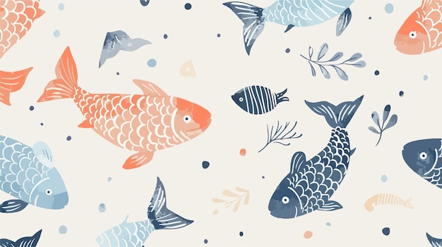 Vector adorable baby fish print sweet sea animal design