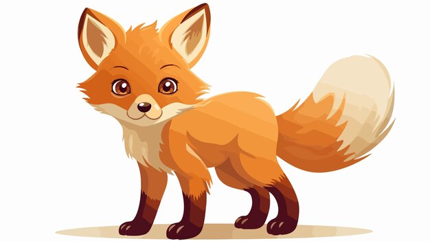 Vector adorable baby fox animal isolated flat vector illustration