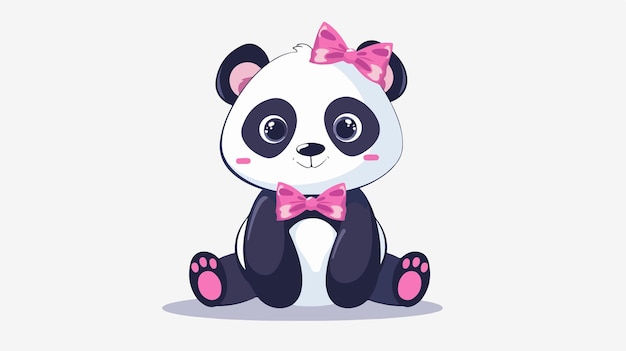 Vector adorable baby girl panda bear sitting posed isolated cute