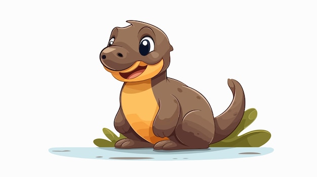 Vector adorable baby platypus cartoon vector illustration