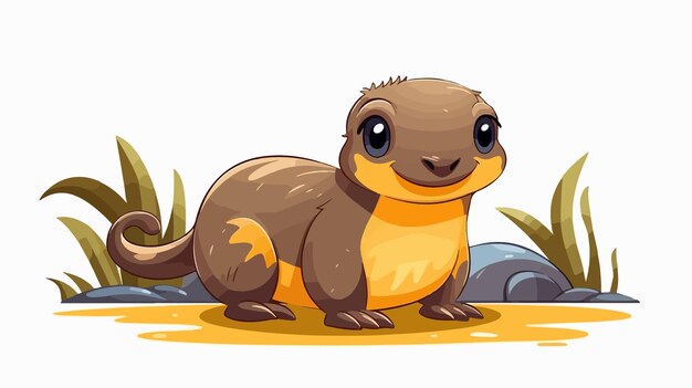 Vector adorable baby platypus cartoon vector illustration