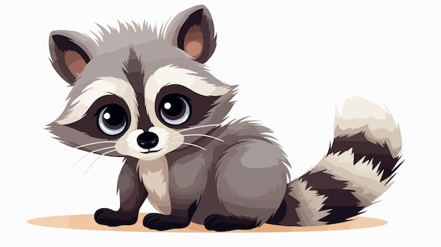 Vector adorable baby raccoon cartoon vector illustration