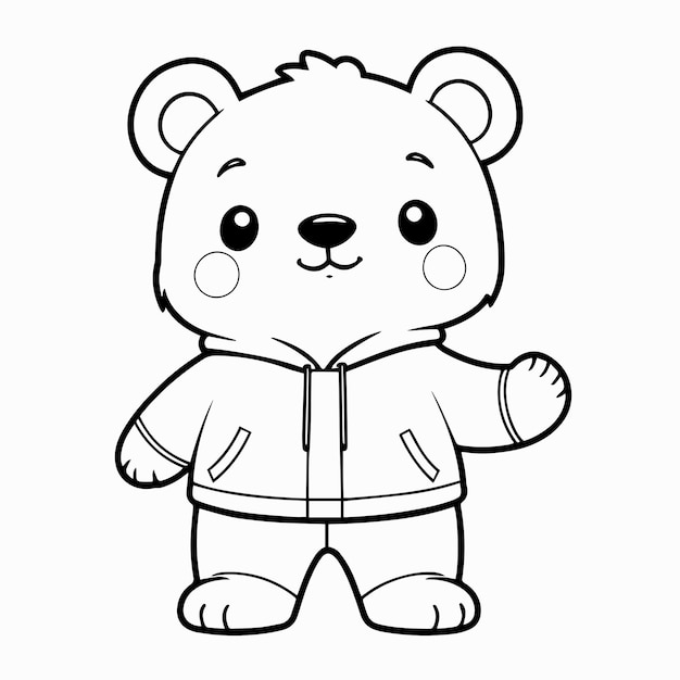 Vector adorable bear with a sweater coloring book