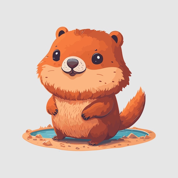 Adorable beaver standing vector illustration artwrok