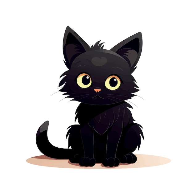 Adorable black cartoon kitten illustration