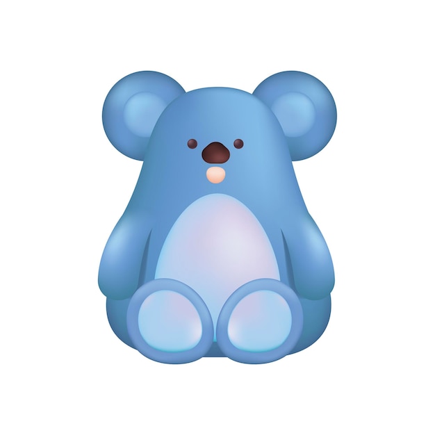 Adorable blue koala character as kids toy 3D illustration