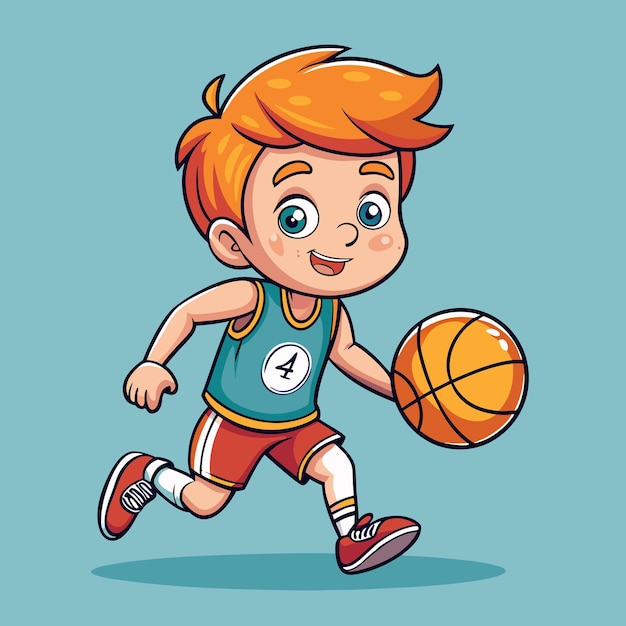 Vector adorable boy basketball player vector design