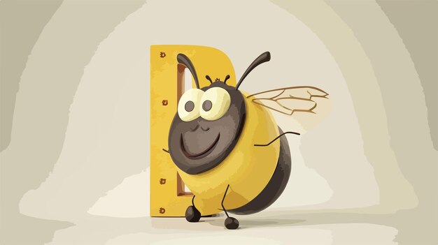 Vector adorable bumblebee with letter b vector illustration