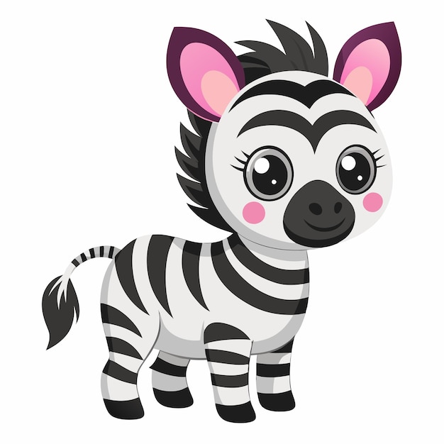 Vector adorable cartoon baby zebra vector illustration