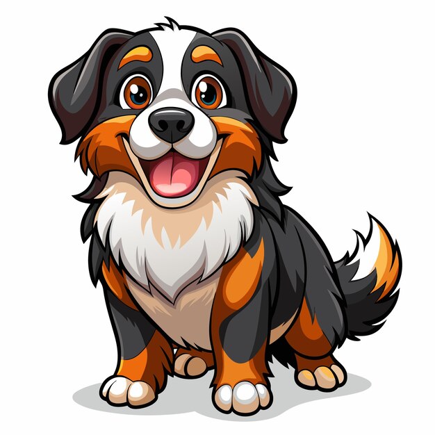 Vector adorable cartoon bernese mountain vector art smiles