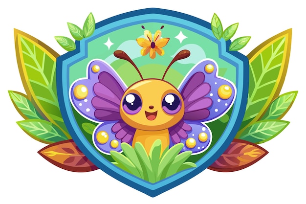 Adorable Cartoon Butterfly in a Green Garden Setting