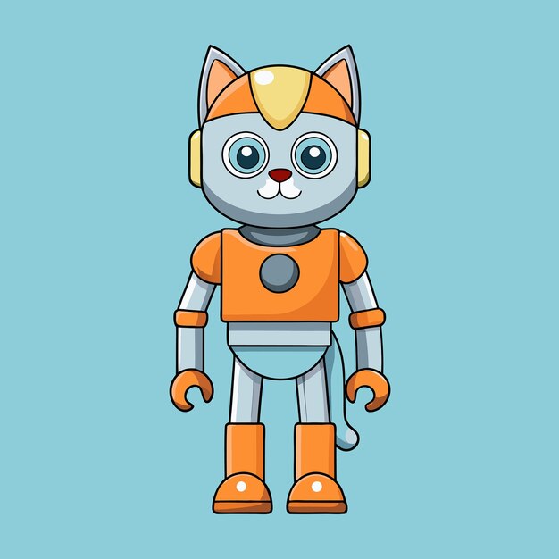 Adorable Cartoon Cat Robot with Charming Stand