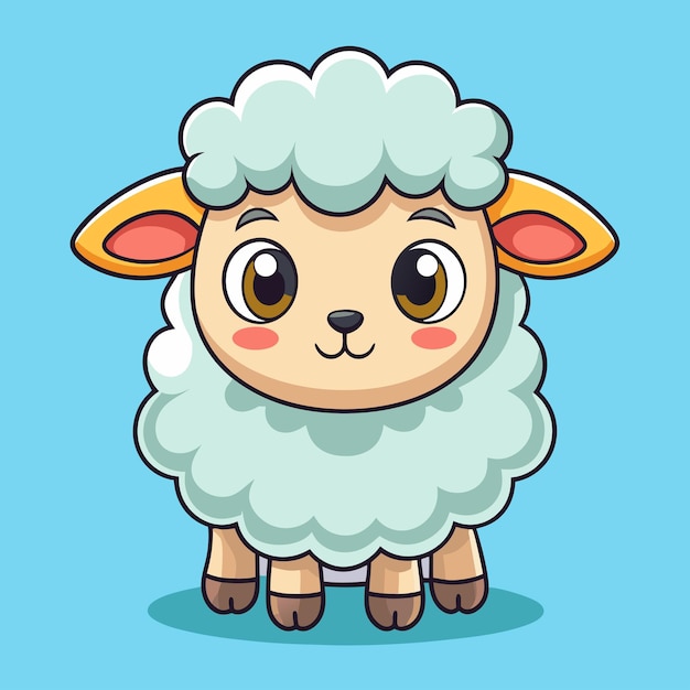 Adorable Cartoon Character of a Baby Sheep in Cute Animal Vector Illustration