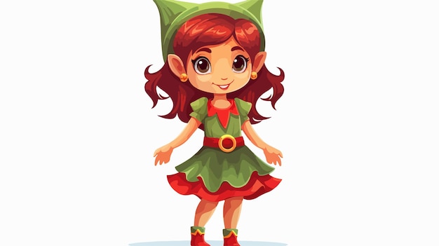 Vector adorable cartoon elf girl vector illustration