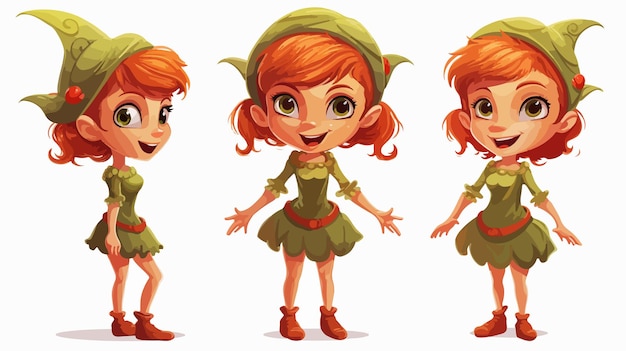 Vector adorable cartoon elf girl vector illustration