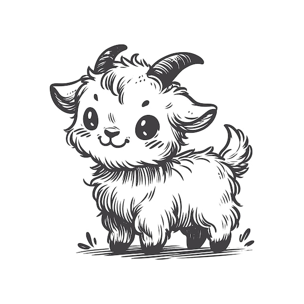 Adorable Cartoon Goat Illustration