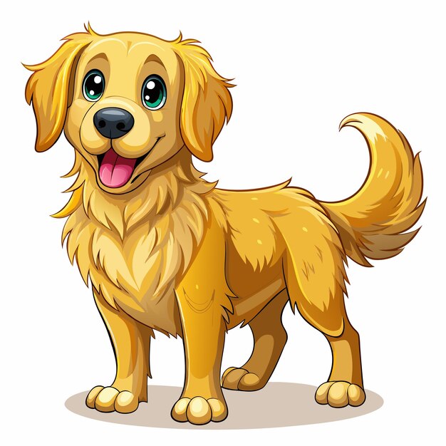 Vector adorable cartoon golden retriever vector art stands