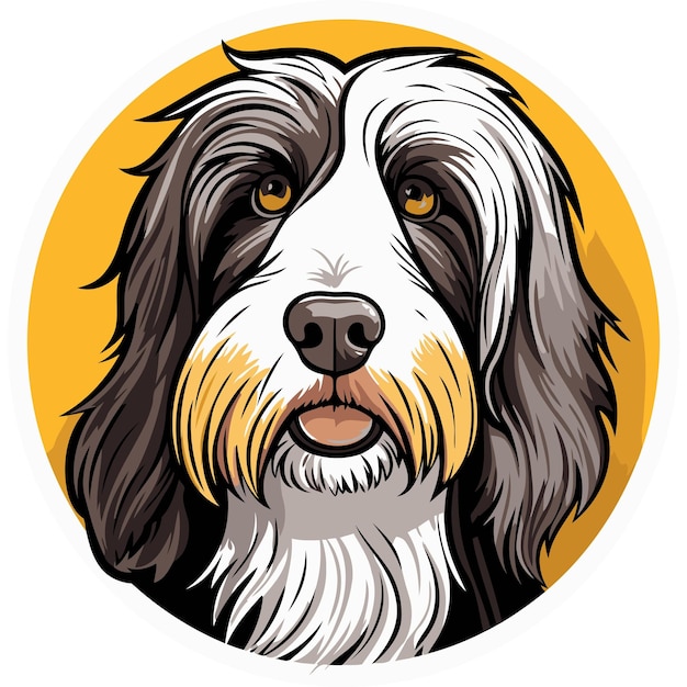 Vector adorable cartoon illustration of a bearded collie dog with a friendly expression