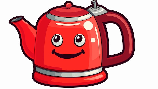 Vector adorable cartoon kettle sticker illustration