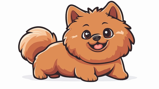 Adorable Cartoon Pomeranian Dog Character in Colorful Design