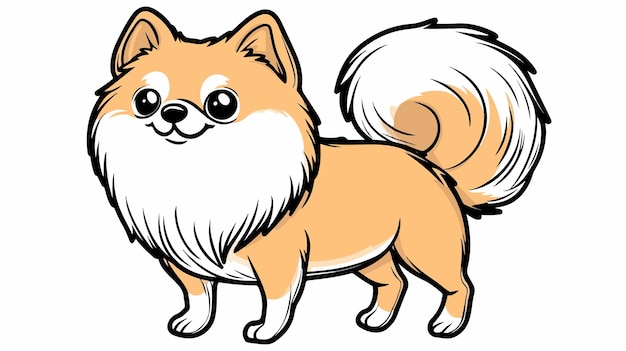 Adorable Cartoon Pomeranian Dog Character in Colorful Design