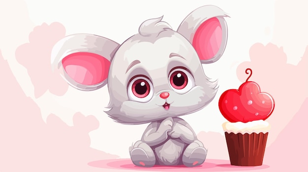 Vector adorable cartoon rabbit holding muffin with thought bubble