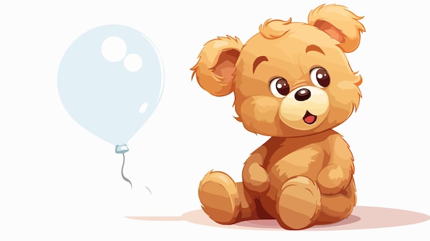 Adorable Cartoon Teddy Bear with Thought Bubble Cute and Playful Animal Character Illustration