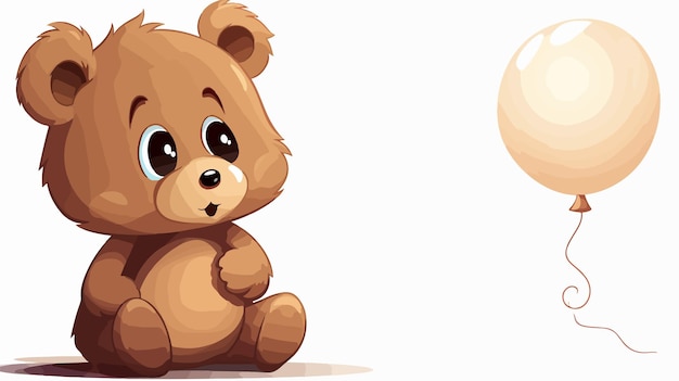 Adorable Cartoon Teddy Bear with Thought Bubble Cute and Playful Animal Character Illustration