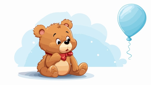 Vector adorable cartoon teddy bear with thought bubble cute and playful animal character illustration