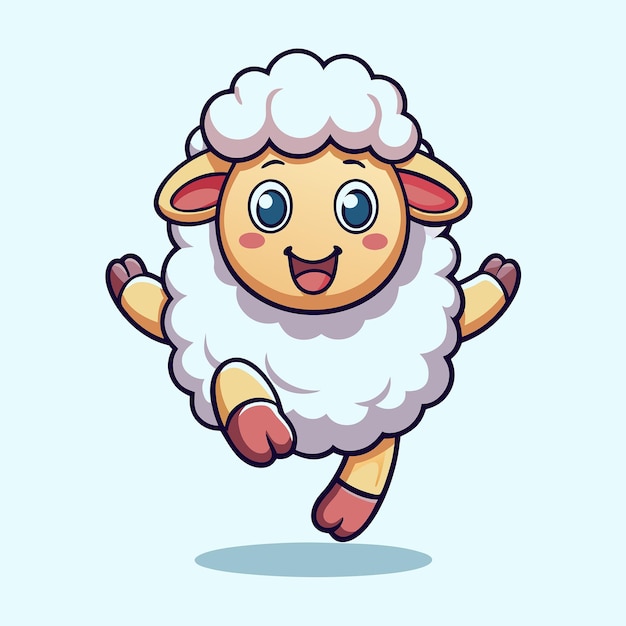 Adorable Cartoon Vector Icon Depicting a Jumping Sheep with a Pleasing Appearance