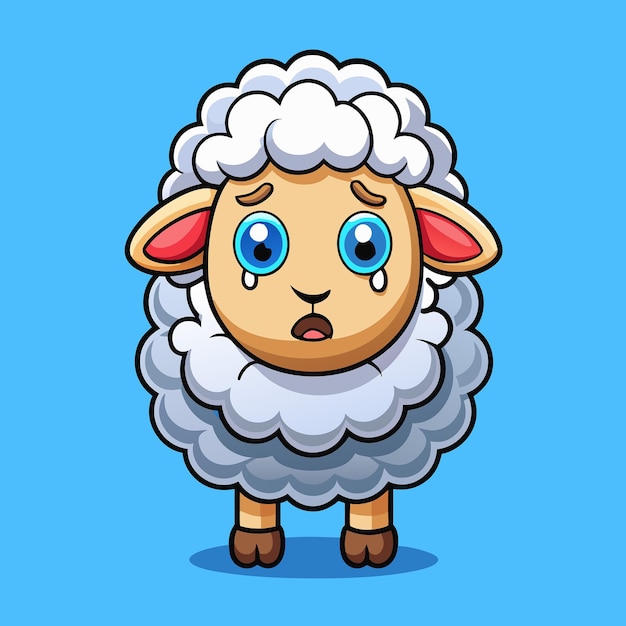 Adorable Cartoon Vector Icon Depicting a Weeping Sheep