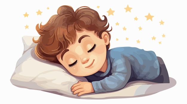 Vector adorable cartoon vector illustration of a cute boy sleeping