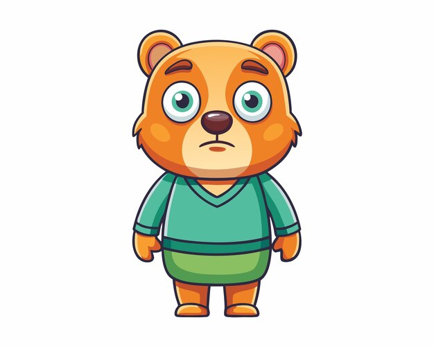 Vector adorable cartoon vector image of a perplexed bear featuring confused expression