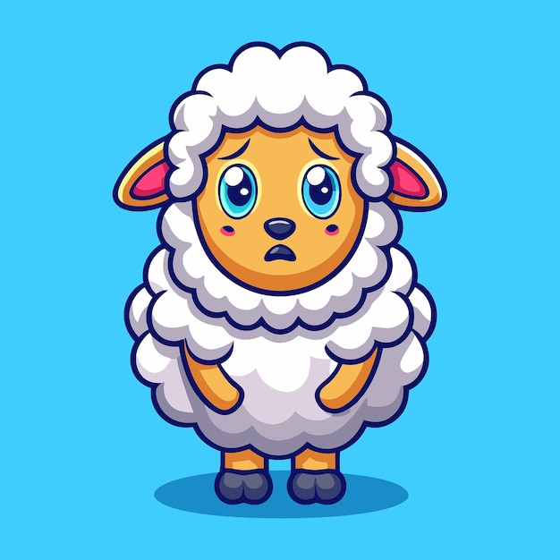 Adorable Cartoon Vector Image of a Weeping Sheep