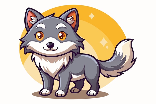 Vector adorable cartoon wolf with a friendly expression