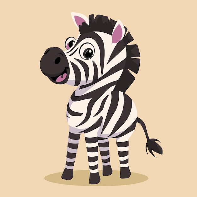 Vector adorable cartoon zebra smiling against a beige background