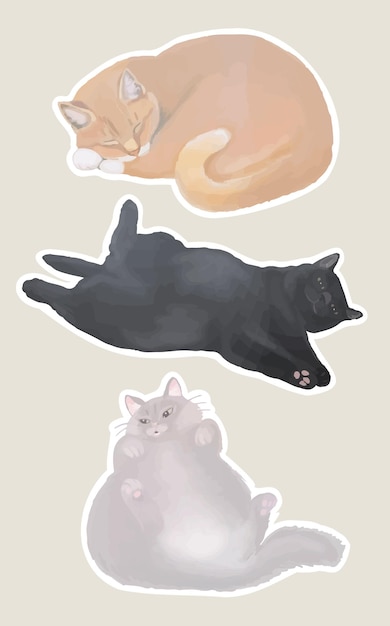 Adorable cats pose a gesture vector best for sticker decoration print