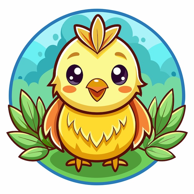 Vector adorable chick logo animal illustration