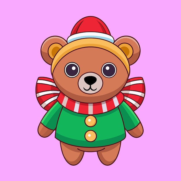 Vector adorable christmas bear vector illustration ideal for festive digital and printable designs