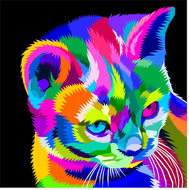 adorable colorful animal cat in style pop art