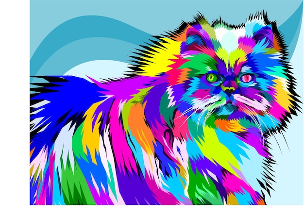 adorable colorful animal cat in style pop art