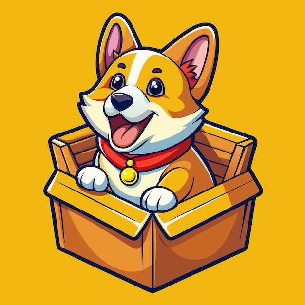 Adorable Corgi Puppy Frolicking Inside a Cardboard Box