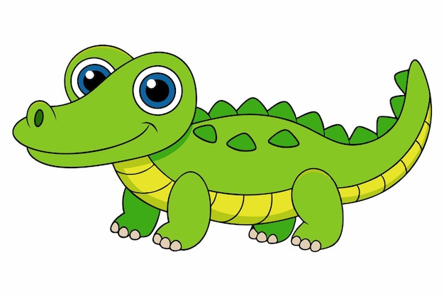 Adorable Crocodile Vector Illustration Cartoon Line Art Clipart Design