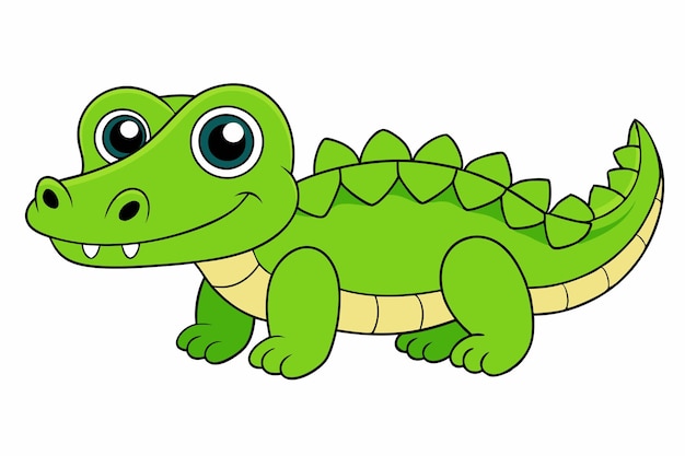 Adorable Crocodile Vector Illustration Cartoon Line Art Clipart Design