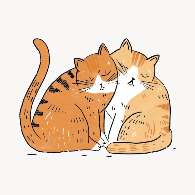 Adorable cuddling cats illustration