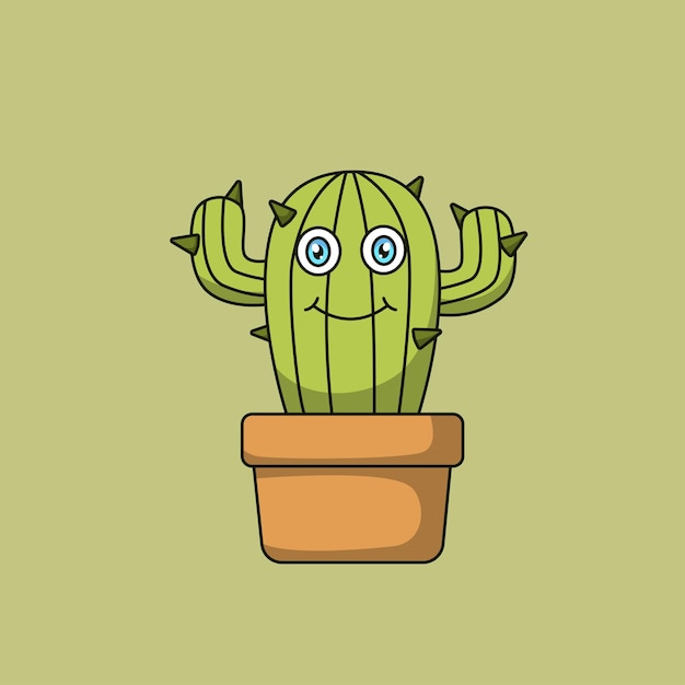 Adorable cute cartoon cactus Vector illustration